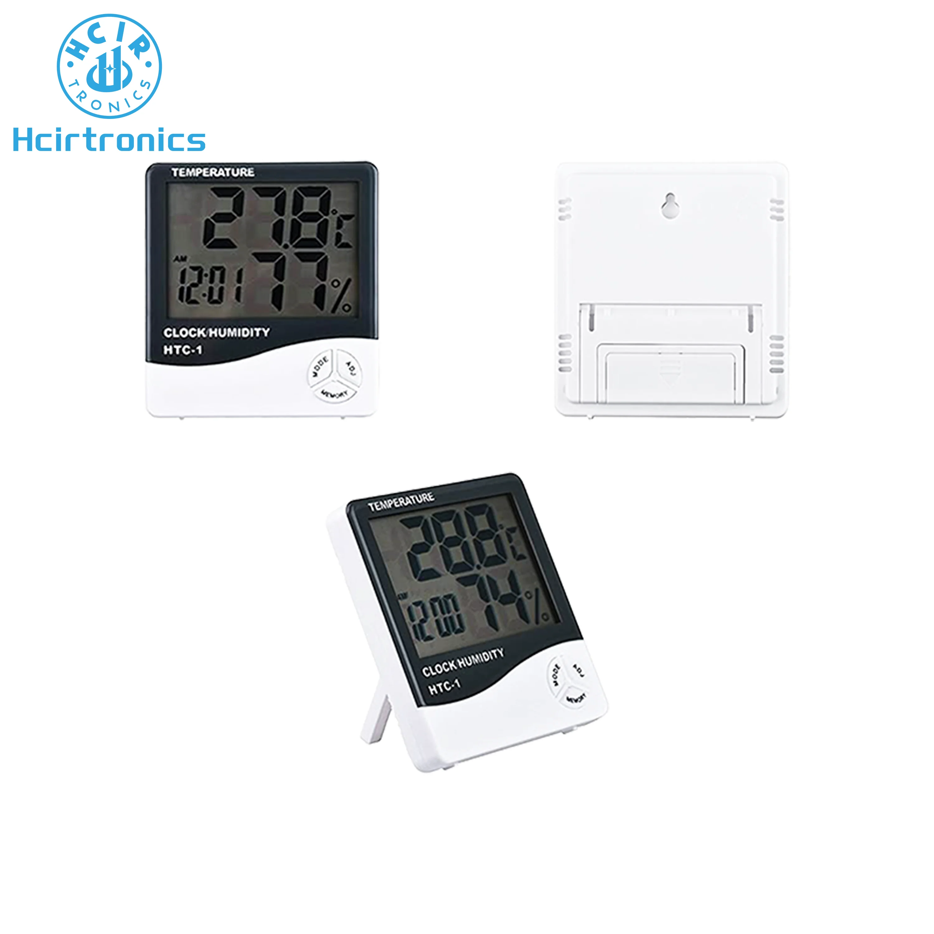 HTC-1 LCD Electronic Digital Temperature Humidity Sensor Meter Thermometer Hygrometer Indoor Outdoor Weather Station Clock