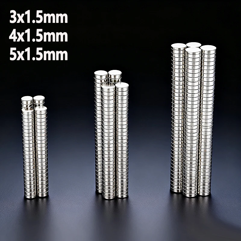 3x1.5 4x1.5 5x1.5mm Magnet N35 NdfeB Permanent Magnetic Imanes 1.5mm Accessory 50-1000pcs Small Round Shape Neodymium Magnet