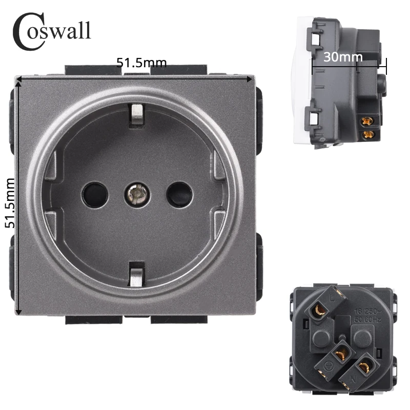 COSWALL Zigbee Tuya On / Off Switch & Scene Switch Yandex, Matte Grey Panel,Universal Socket USB Fast Charger TV Data Module DIY