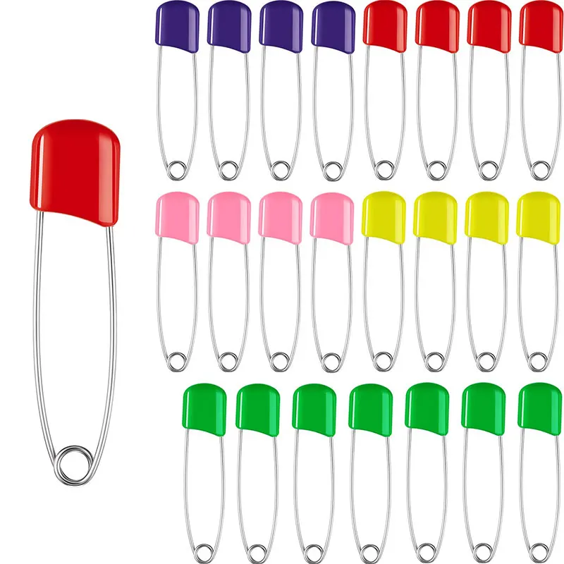 

5/10Pcs Plastic Safety Pin 2.2in Stainless Steel Diaper Pins Safe Locking Closures Special Events Crafts Colorful Laundry Pins
