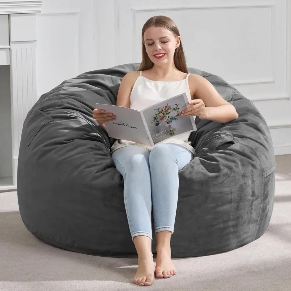 Hobestluk 3FT Bean Bag Chair Giant Bean Bag Chairs for Adults Large Bean Chairs with Removable Cover, Beanbag Chair with Filler,
