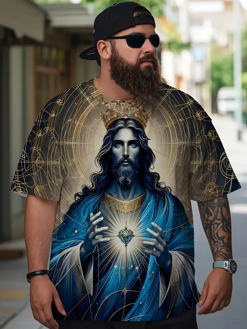 Christian Mother Of God Virgin Mary 3D Printed T Shirt Jesus Cross God Cross Jesus Loves All Christian Unisex Casual T-Shirt Top