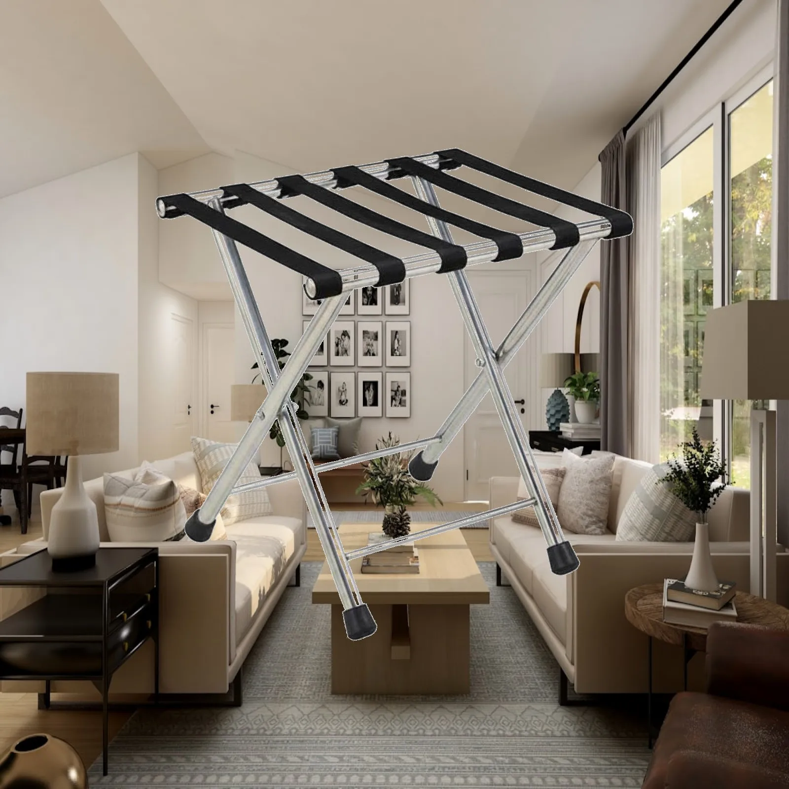 Folding Travel Luggage Rack Stainless Steel Suitcase Stand for Hotel Home Portable Bag Support