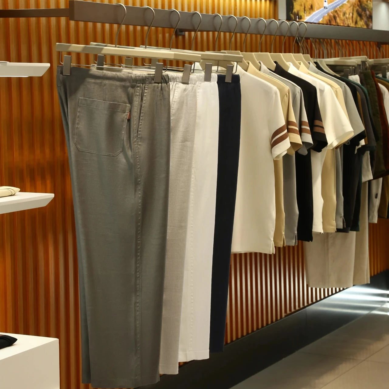 

Haax Blended Casual Pants Straight Leg Elastic Busin Men's Summer Long Trousers Trendy Straight Tube Pants