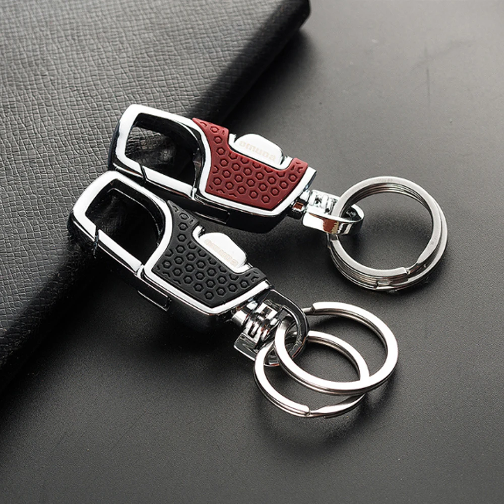 

1Pc Double Switch Keychain Metal 360 Degrees Rotatable Key Holder Rings Buckle Fashion Men's Luxury Car Keyring Decorative Hooks