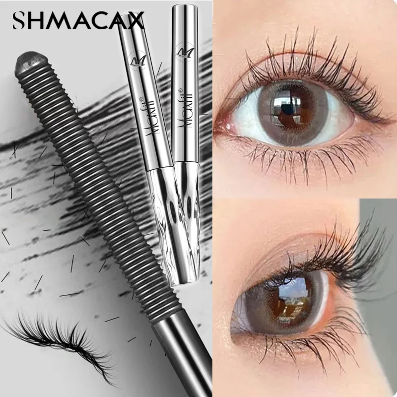 Metall Eisen Wimpern Mascara Wasserdichte Seide Faser Mascara Schwarz Lange Curling Wimpern Extensions Nicht verklumpende Augen Make-Up Kosmetik