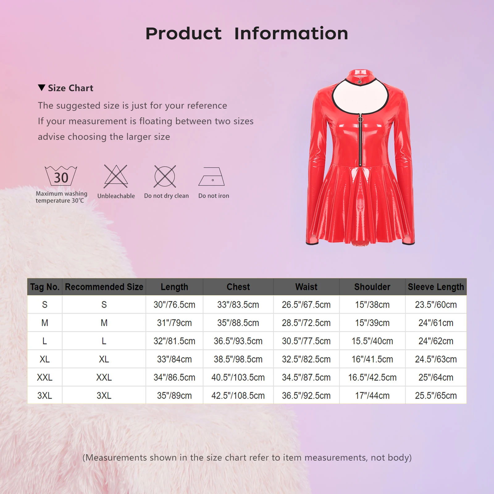 فستان نسائي من الجلد اللامع ذو مظهر رطب ورقبة وهمية وأكمام طويلة مقصوصة على شكل حرف A فستان مثير لامع معدني للنادي