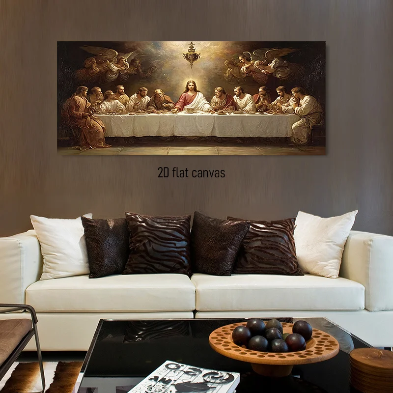 1 piece of frameless canvas hanging painting with Christian faith theme, Last Supper decoration painting, living room bedroom st