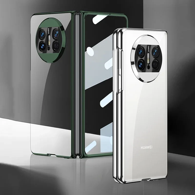 2024 Luxury Transparent Plating Case For Huawei Mate X3 With Glass Film Protective Plastic Hard Cover For Huawei Mate X3 Case