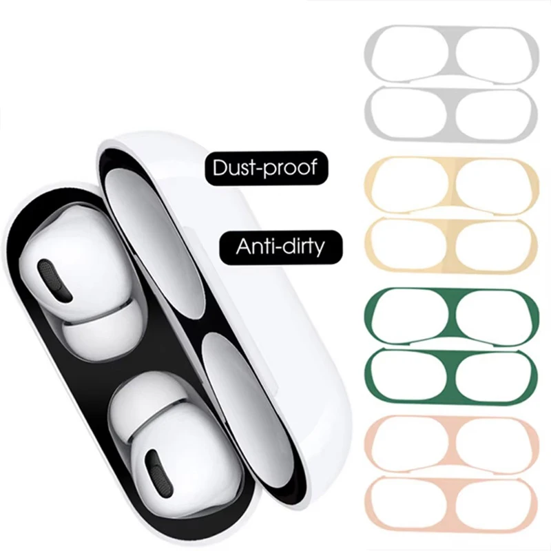 1/2Pcs Dust-proof Scratch Proof Cover for Apple AirPods Pro 2 Bluetooth Headset Dust-proof Inside Protection Film Metal Stickers