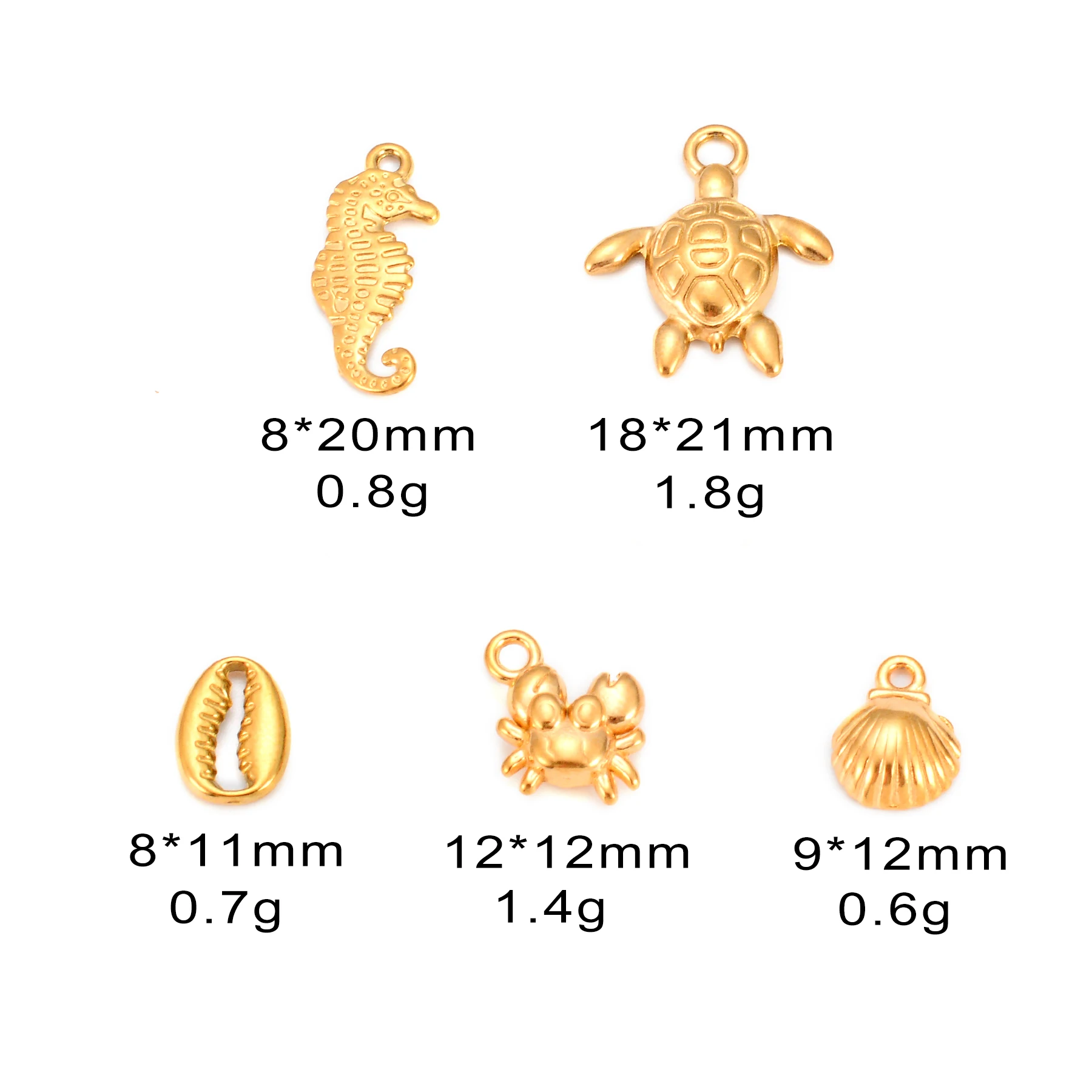 10pcs Shell/Seahorse/Turtle/Crab Marine Life Pendant Stainless Steel DIY Necklace Bracelet Jewelry Making Handmade Accessory