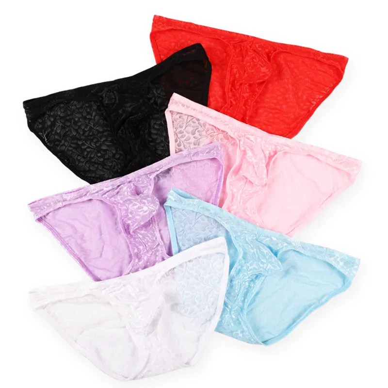 

6PCS Sexy Men Underwear Briefs Lace Mesh Patchwork Low Rise Slip Underpants U Convex Pouch Breathable Male Panties High Quality