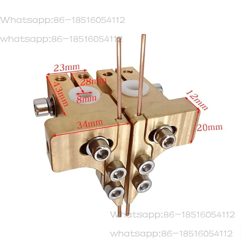 Triangle Copper Chuck Spot Welder Heads Precise Clamping and Positioning; High Electrical and Thermal Conductivity.