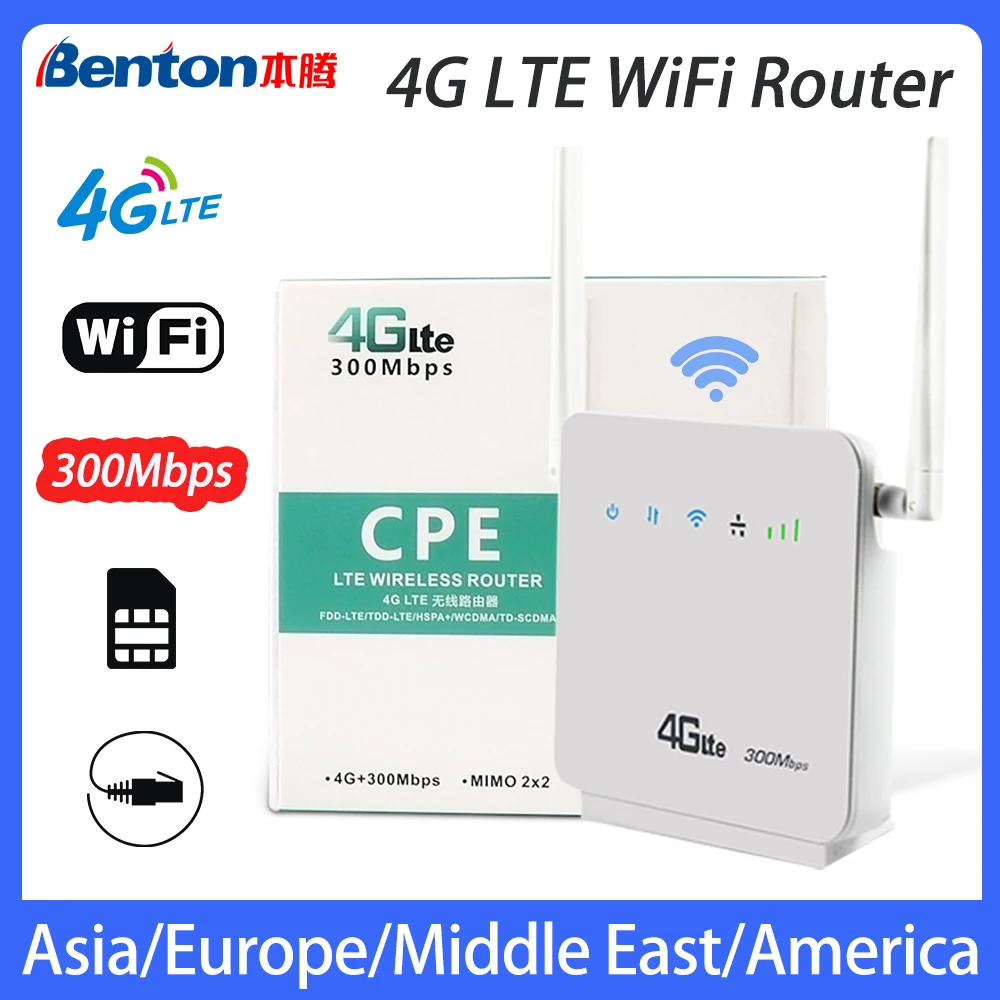 Benton Unlock 4g LTE Router WAN LAN 4g Router 300Mbps 2.4GHz WiFi Hotspot Repeater 4g Wireless Router for SIM Card