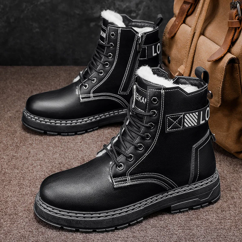 

Spring & Autumn Men's High-Top Shoes New Anti-Slip Waterproof Desert Boots Outdoor Zipper Hiking Footwear