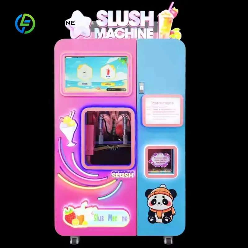 Customized Auto Slush Vending Machine Commercial Smoothie Vending Machine Slushy Machine Support Credit Cards, Banknotes. Coin