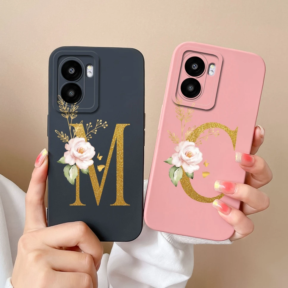 For Oppo A77 A77S 4G 5G Case Pretty Flower Letters Liquid Silicone High Quality Phone Cover For OppoA 77 OppoA77 S 4G 5G Fundas