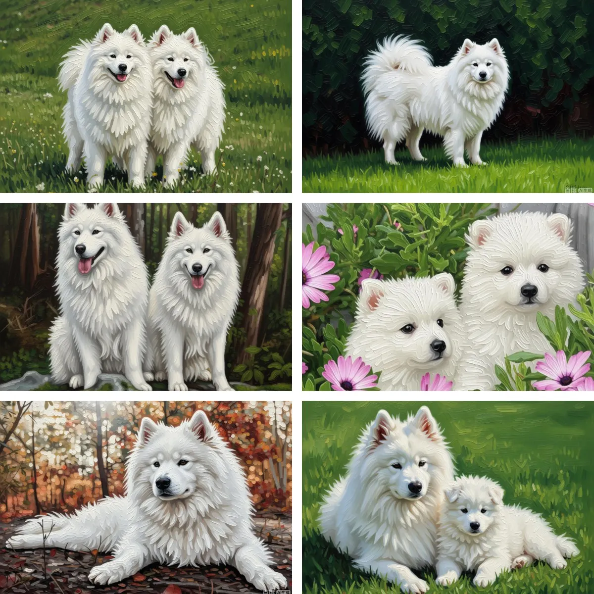 

Lovely White Samoyed Dog 5D Diamond Painting Kit Full Drill DIY Mosaic Cute Pet Theme Wall Decor Gift for Dog Pet Lovers