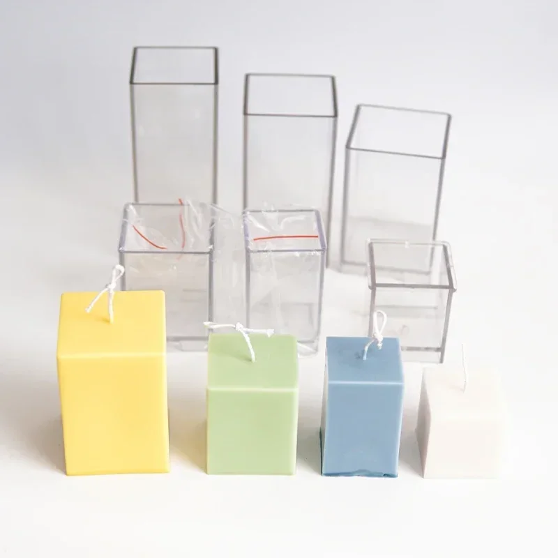 3D Square Column Candle Acrylic Mold Diy Homemade Handmade Aromatherapy Candle Mould Kit Pc Plastic Molds Home Decoration Gift