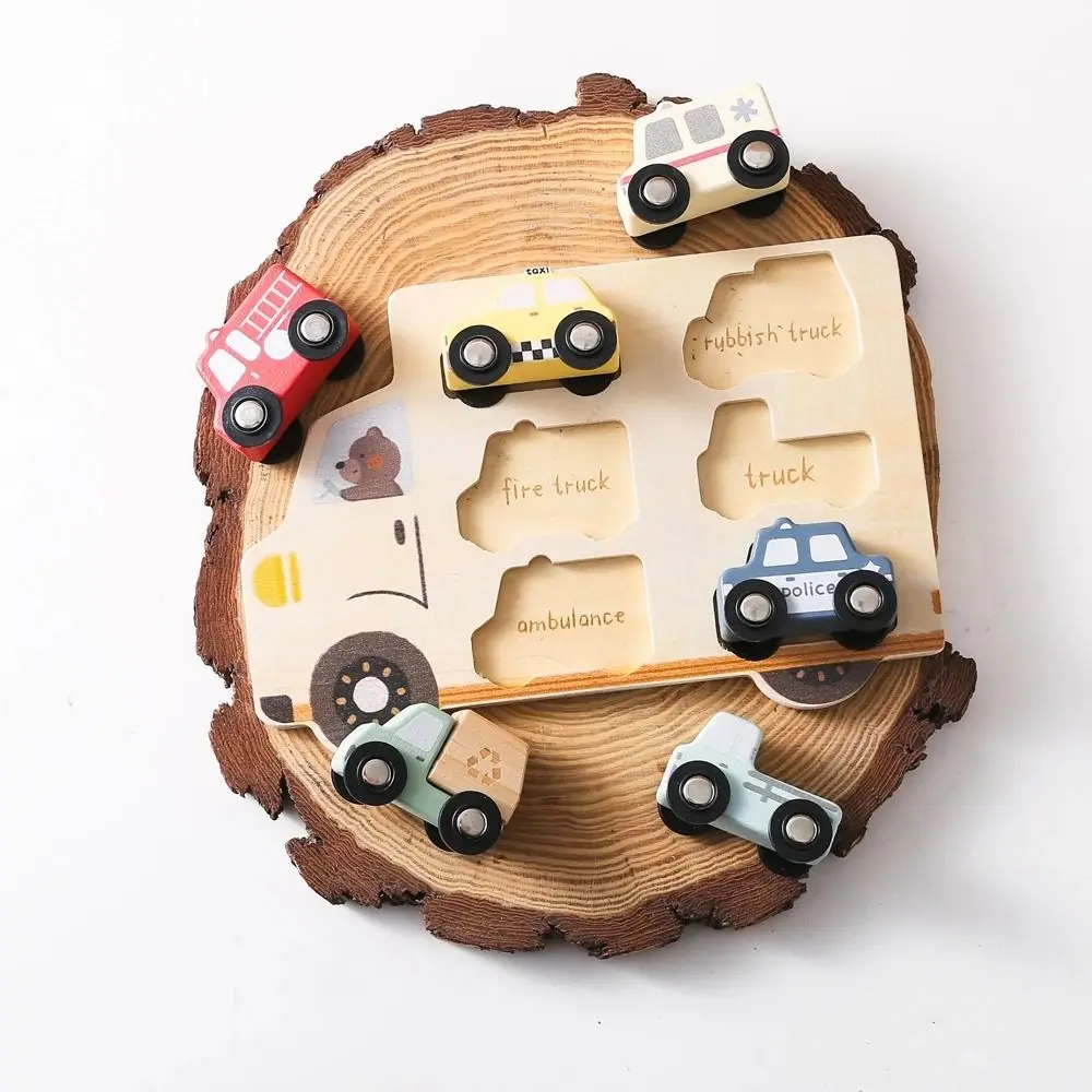 

Jigsaw Montessori Puzzles Toys Interactive Pattern Cognitive Wooden Geometry Puzzle Toys Portable DIY Car Shape Puzzle Board