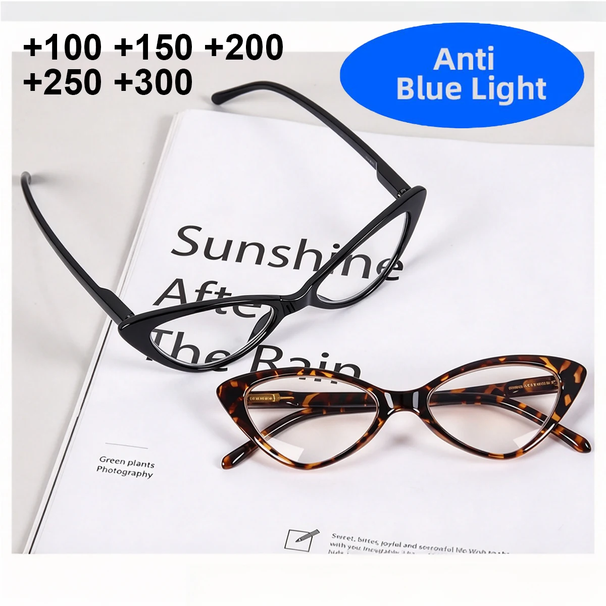 Fashion Cat Eye Anti-Blue Light Reading Glasses, Ultra Light Clear Lens Readers, Unisex PC Full Frame Reading Glasses. L37