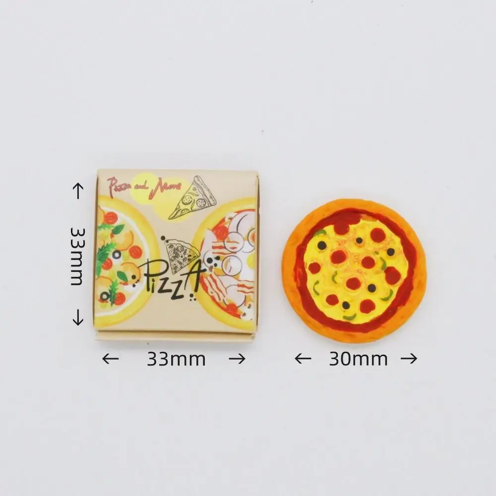 5pcs 1:12 Mini Simulation Pizza Model Dollhouse with Packing Box Artificial Pizza Model Lifelike Cute Simulation Kitchen Toy