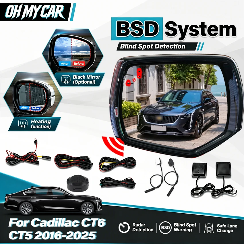 24GHz BSD Blind Spot Detection System, RCTA Lane Change Warning Monitor for Cadillac CT5 CT6 2016-2025 Car Safety Accessories