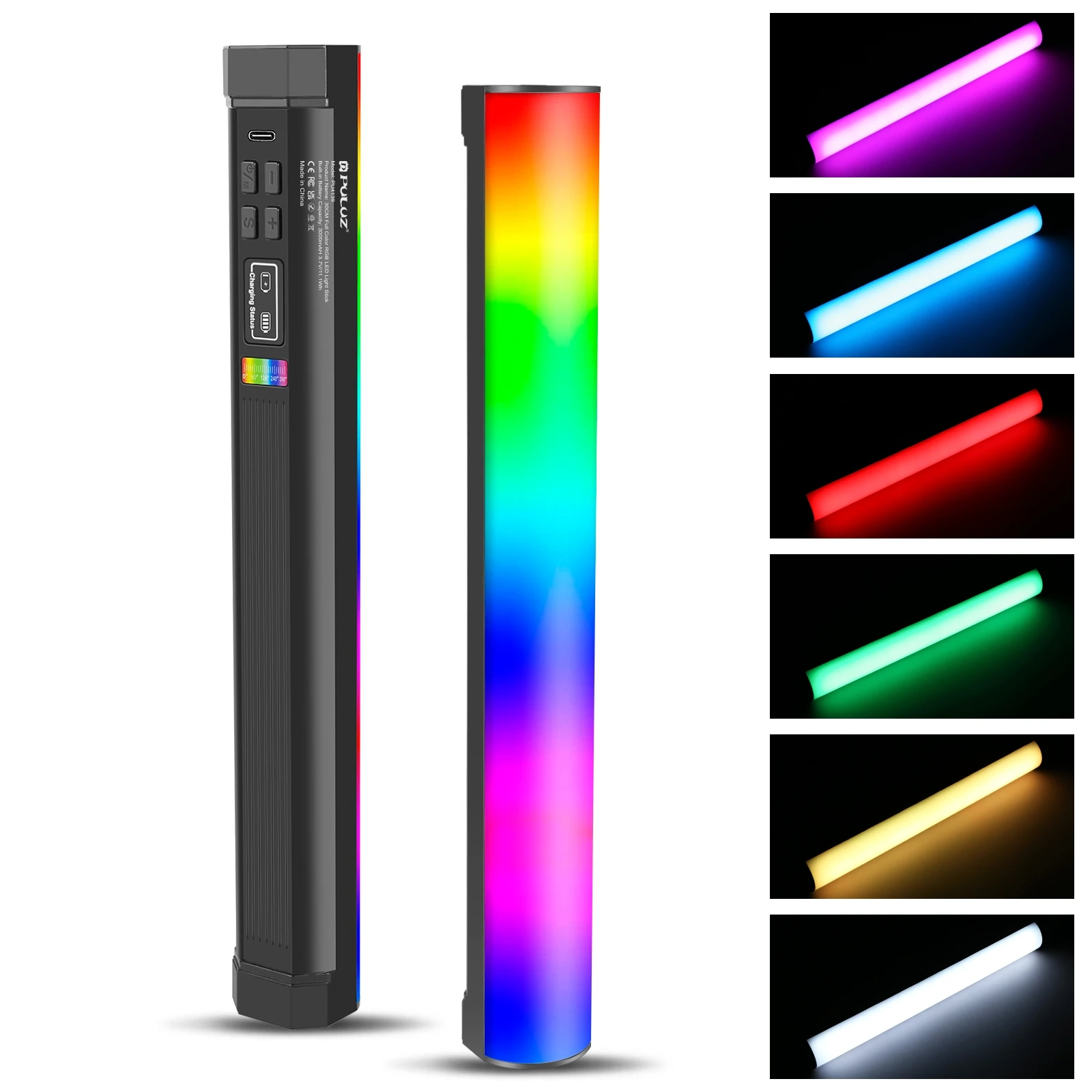 PULUZ-Palo de luz RGB a todo Color, luz de relleno LED magnética, varita de luz de mano, 17cm, 30cm