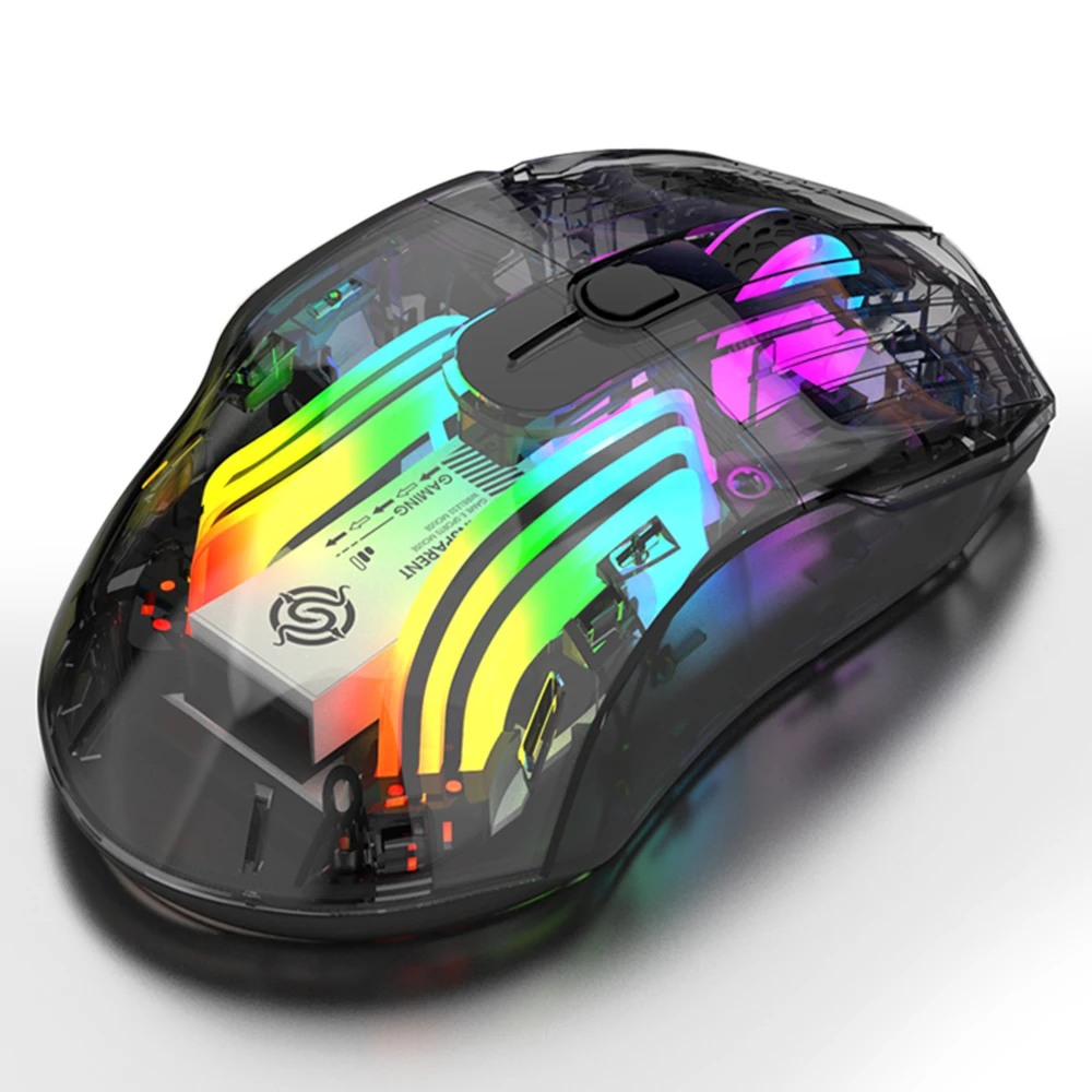 Wireless 2.4G BT5.0 Wired Tri-Mode Rechargeable Gaming Mouse, 3600DPI Adjustable E-sports Mice, RGB Lighting, Lightweight