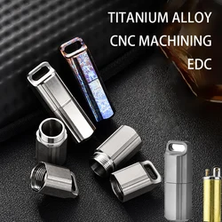 Portable Titanium Alloy Lighter Capsule Mini Waterproof EDC Colorful Sealed Storage Box Travel Pill Organizer