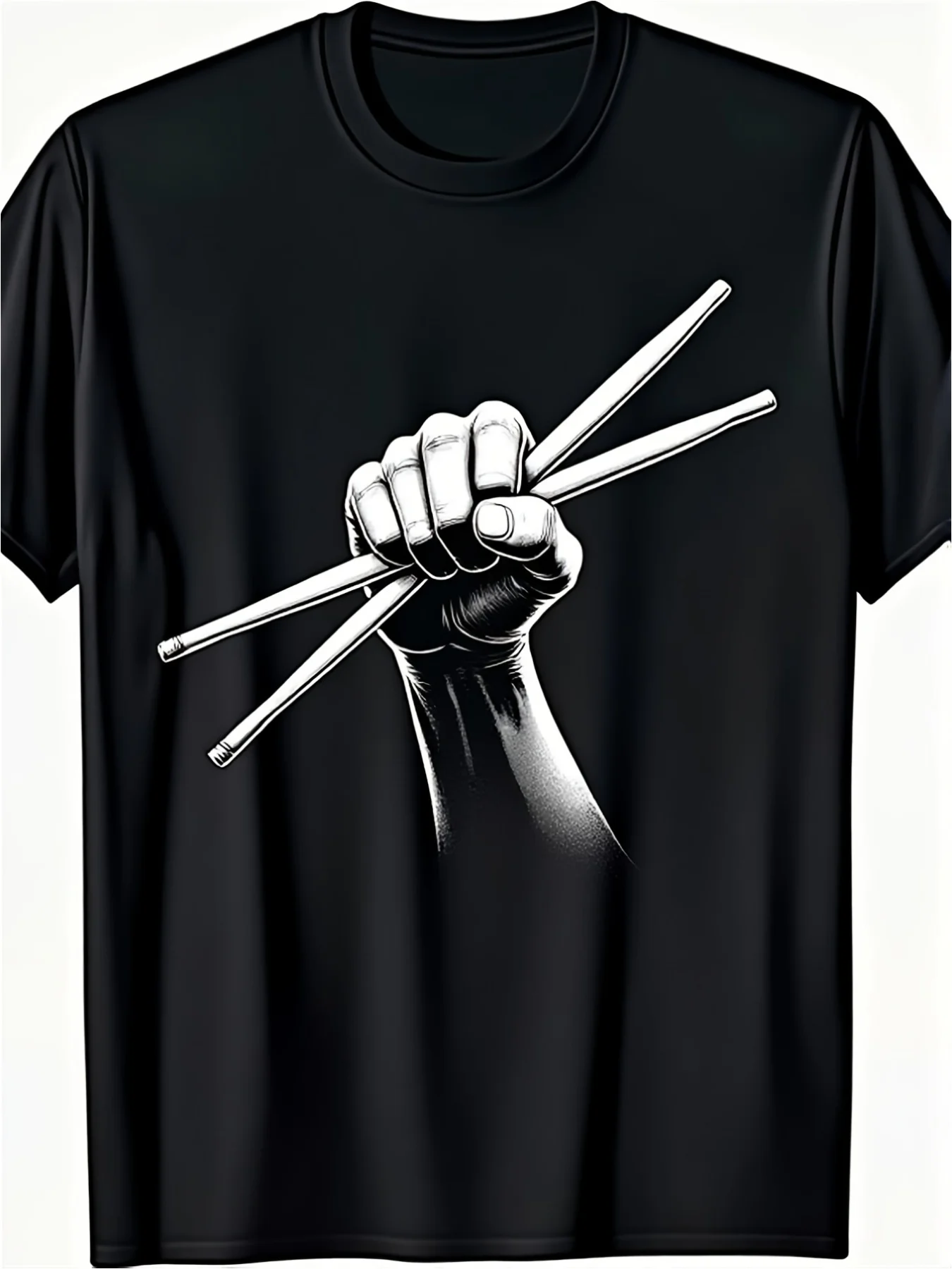 Men's Retro Drum T-Shirt'I'M a Drummer' with Drumstick Pattern, Loose Short-Sleeve Vintage T-Shirt, Suitable for Drummers and Music Enthusiasts, Comfortable for All Seasons, Machine Washable Clothing, Suitable for Comfortable Casual Wear, Suitable for All Seasons