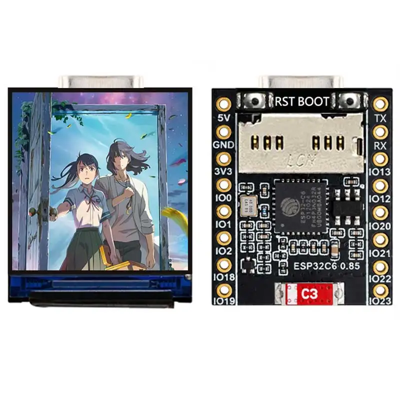 ESP32 C6 0.85 Inch 128X128 IPS Screen Development Board RISC V 2.4G WiFi Bluetooth 5 LE With SD Card Slot LVGL RGB LED Module