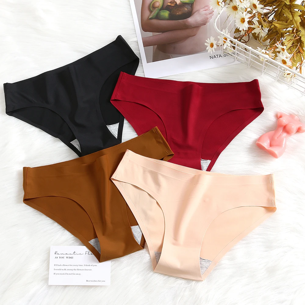 WarmSteps 4Pcs/Set Women\'s Panties Basic Breifs 13 Rainbow Colors Underwear Seamless Panties for Woman Lingerie Intiamtes Briefs