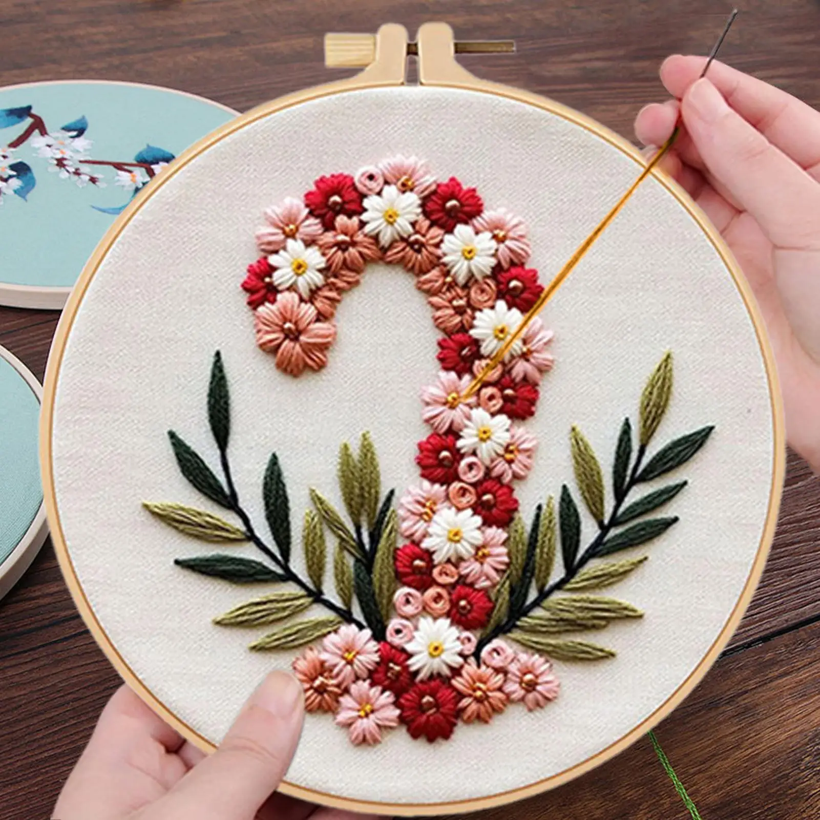 أطقم تطريز عيد الميلاد للمبتدئين مجموعة يدوية مكونة من 3 قطع مع إبر نمط هوب وخيوط خياطة متقاطعة لعيد الميلاد #1