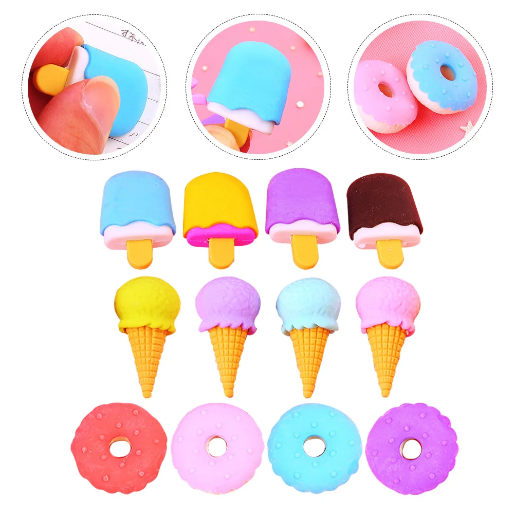 12 قطعة محايات قلم رصاص صغيرة على شكل حلوى محمولة متعددة الوظائف ملحقات مدرسية توريد محايات لـ