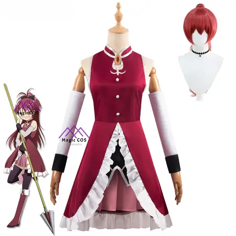 Puella Magi Madoka Magica 사쿠라 쿄코 코스프레 코스튬, 핫 세일 의상, 유니폼 풀 세트, 여성 독점 디자인, 레드 원피스 코스튬