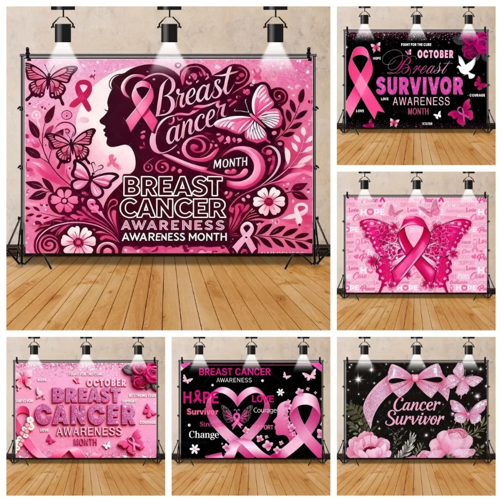 Roze lint vlinder thema promotionele banner achtergrond, vrouwen gezondheid promotionele poster decoratie fotografie achtergrond