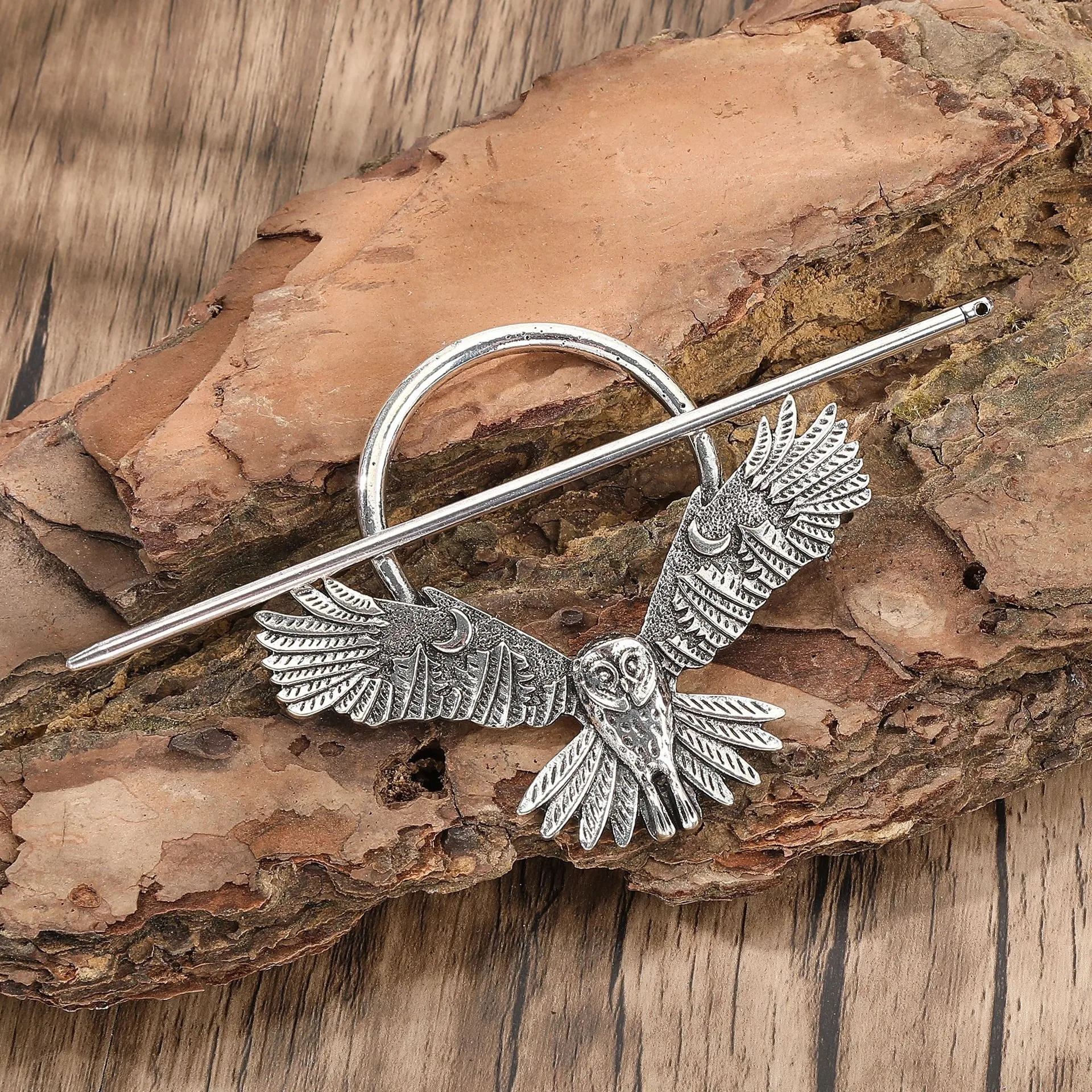 الرجعية البومة القمر مشبك شعر الأزياء مطابقة تصفيفة الشعر اكسسوارات المرأة تسريحات الشعر فايكنغ النمط النرويجي الملحقات