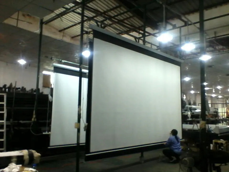 300 Inch 16:9 China Projection Screen with Electric Ceiling Mount Metal Housing PVC Fabric Remote Control
