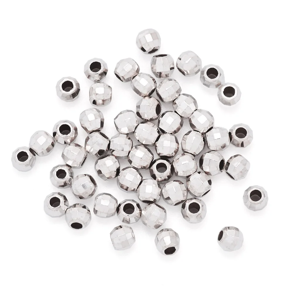 

50pcs 925 Sterling Silver Beads Spacer Textured Simple Elegant 3D Tiny Round Beading Spacer DIY Jewelry Making Accessories