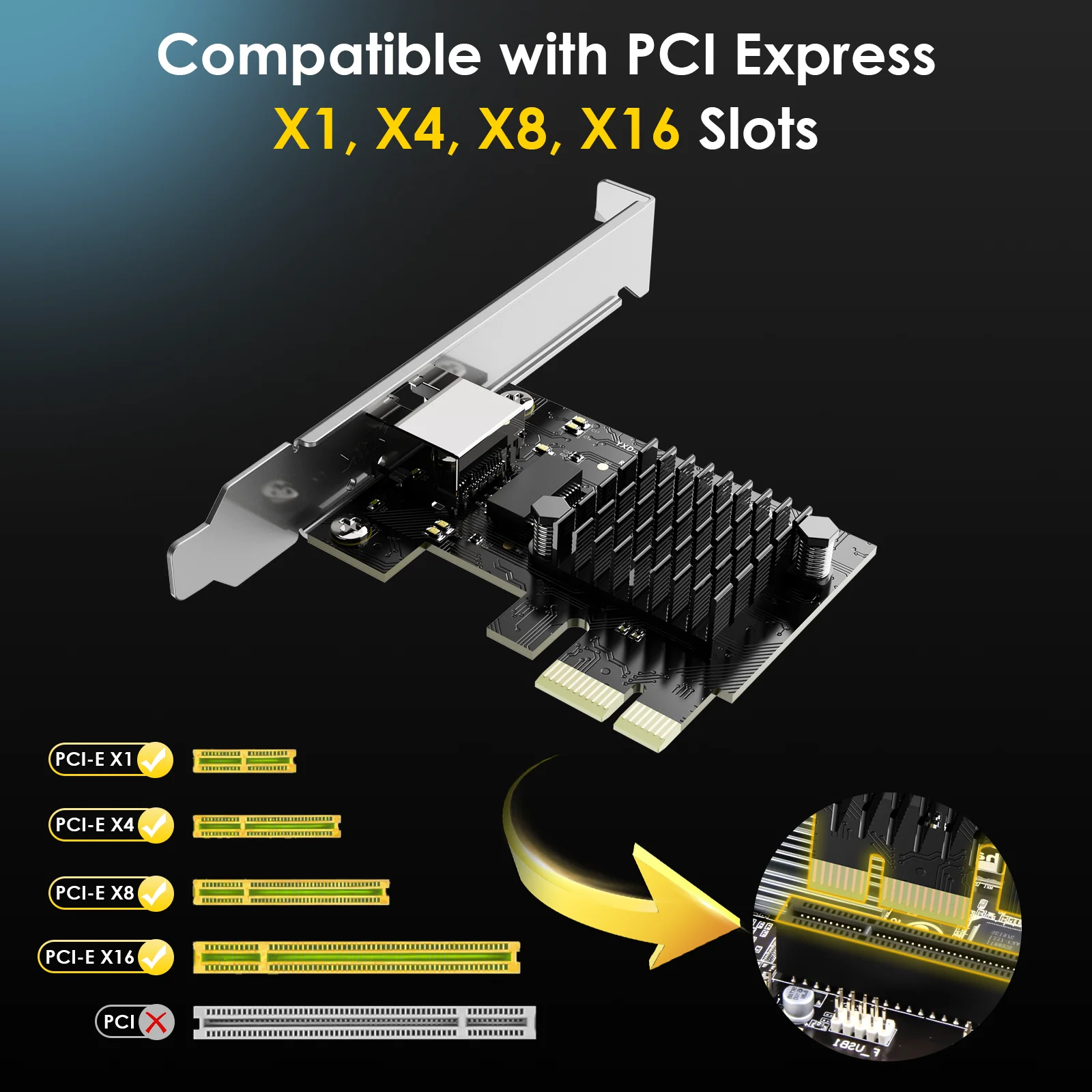 WAVLINK 1G/2G/5G Base-T PCIe Network Card PCI Express Ethernet Adapter with RTL8111H/RTL8125B/RTL8126 for Windows 11 Linux