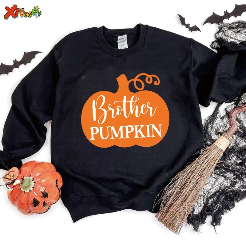 Sweatshirt met pompoen Halloween-print Familie bijpassende outfits Casual truien met ronde hals en lange mouwen Herfst losse sweatshirt-tops