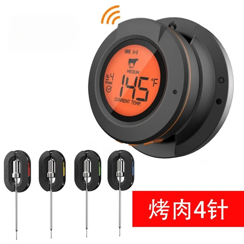 bluetooth対応アプリ連動式、丸型プローブ式、肉用温度計、調理温度計、バーベキューグリル用アクセサリー