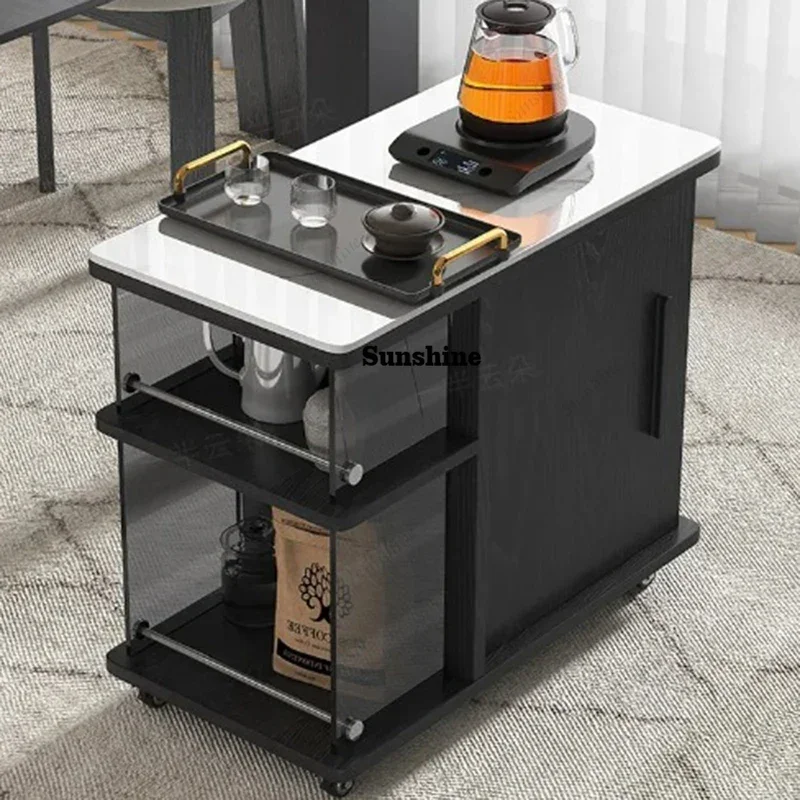 

Роскошный черный приставной столик для хранения вещей, портативный, современный дизайн, безопасный, компактный, экономит место, для отдыха, низкий столик, мебель для салона