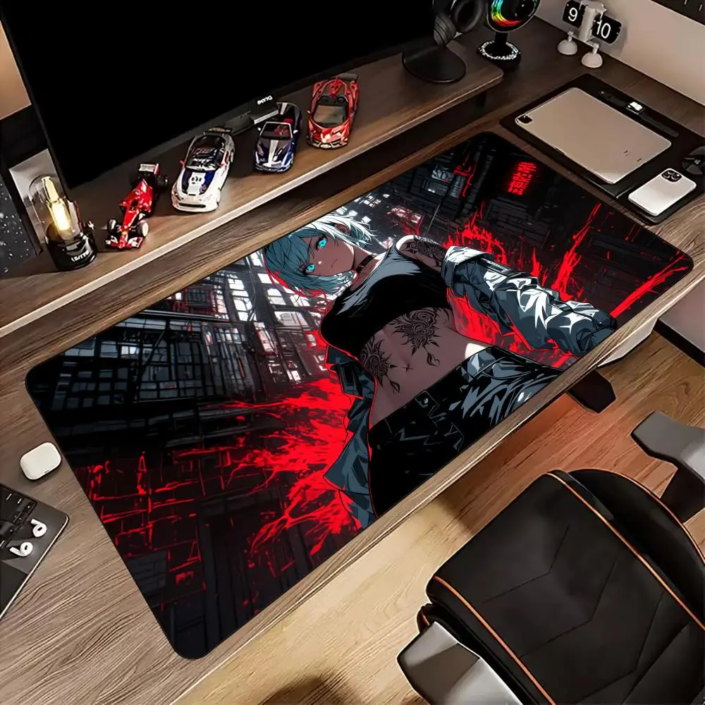 

Кибер-стиль аниме девушка коврик для мыши настольный коврик игровой коврик геймер аксессуары для ПК резиновая противоскользящая клавиатура удлиненные коврики для мыши maus pad