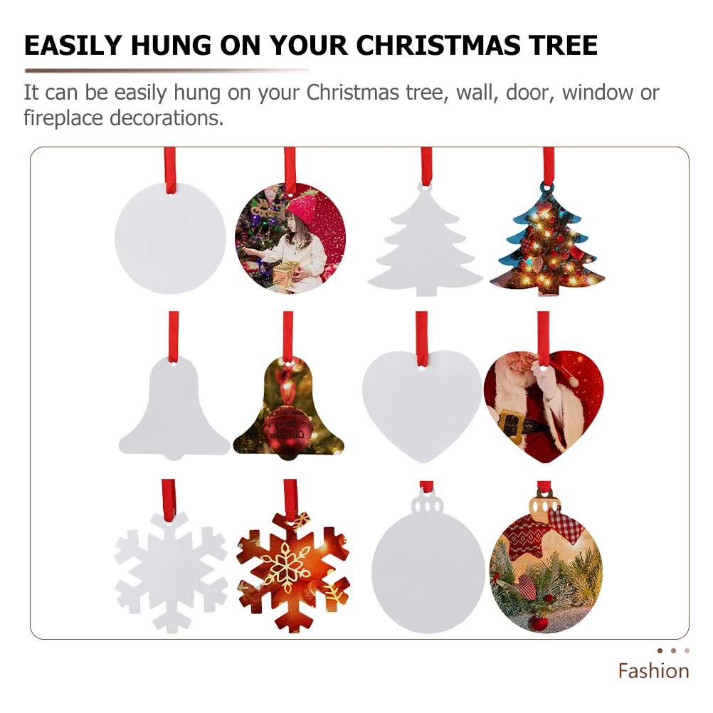 

6pcs Christmas Sublimation Pendants Blank Diy Heat Transfer Tree Ornaments Xmas Party Decor Wall Hanging Home Festival Layout