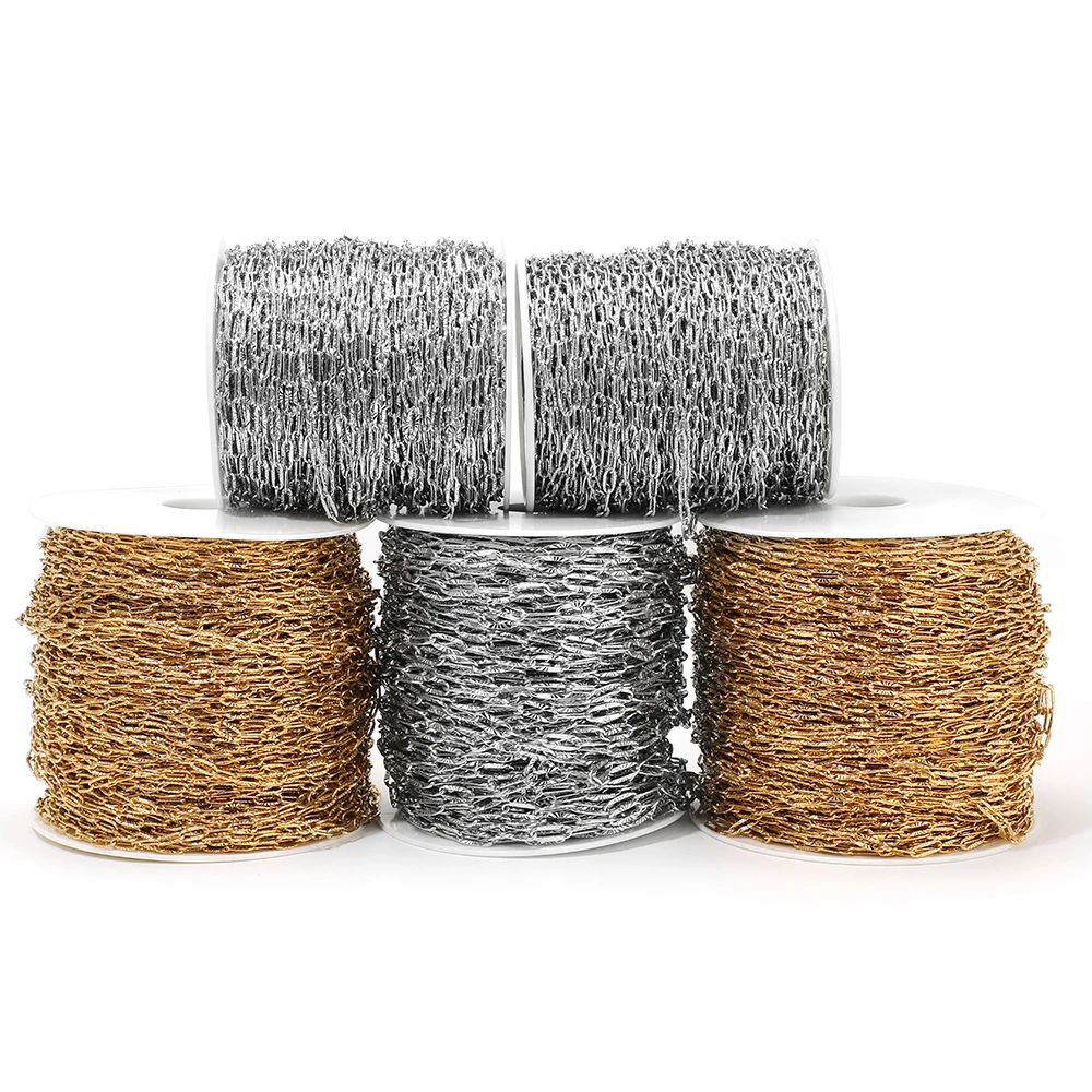 2 Meter Edelstahl-Oval-Prägeketten für DIY-Schmuckherstellung, Damen-Halsketten, Ohrringe, Armbänder und Zubehör – Detail 5