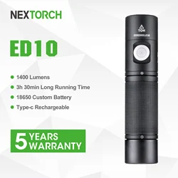 Nextorch 4Tool ED10, EDC LED Flashlight, 1400 Lumens High Performance Type-C Rechargeable Torch Light for Outdoor, Camping