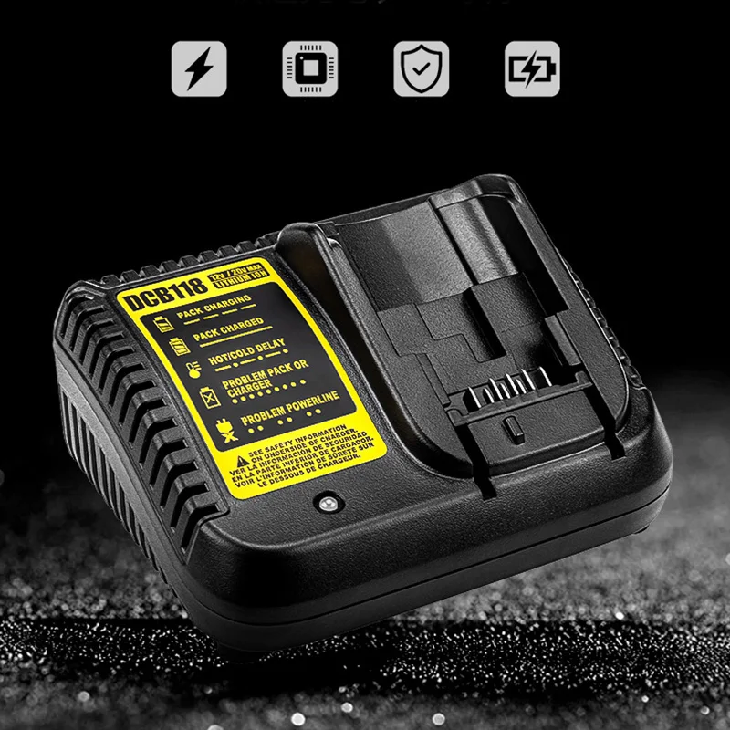 DCB118 DCB112 Lithium Battery Charger For Dewalt 10.8V 12V 14.4V 18V 20V DCB206 DCB205 DCB204 DCB203 DCB120,DCB107 DCB115 DCB105