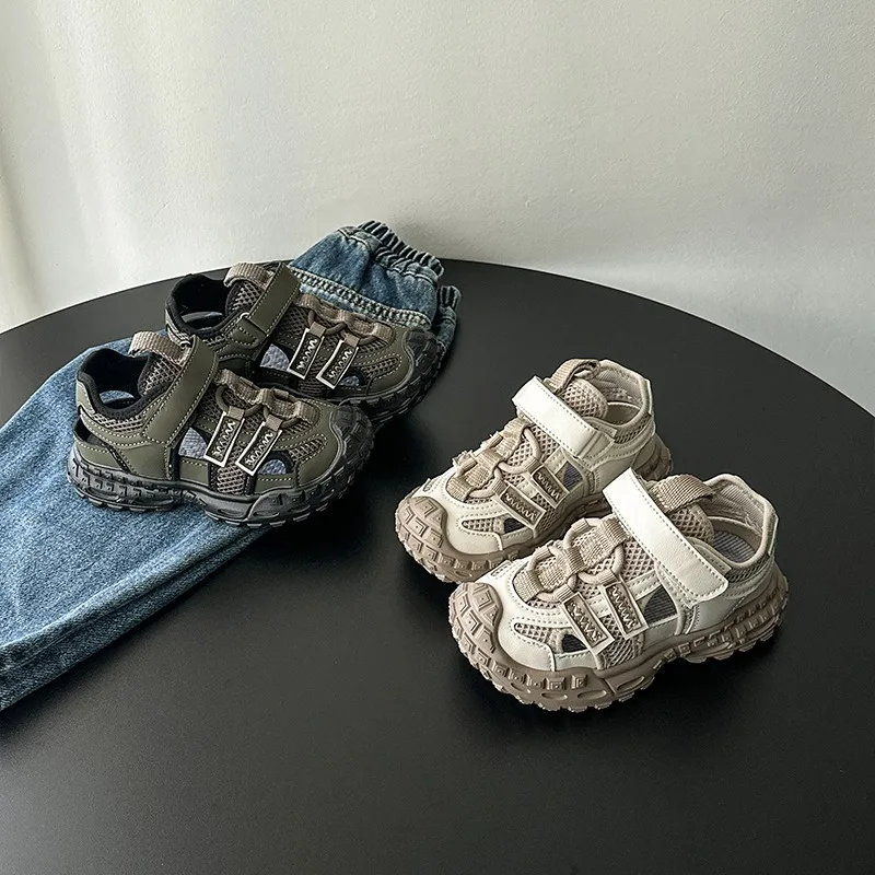 

Детские спортивные сандалии с мягкой нескользящей подошвой для мальчиков и девочек, повседневная обувь для лета 2026 года, новые модные детские кроссовки на липучках